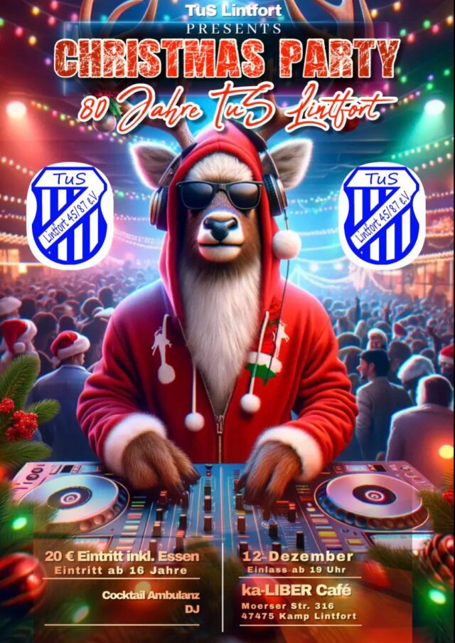 Flyer für 80-Jahre-Weihnachtfeier TuS Lintfort 2025